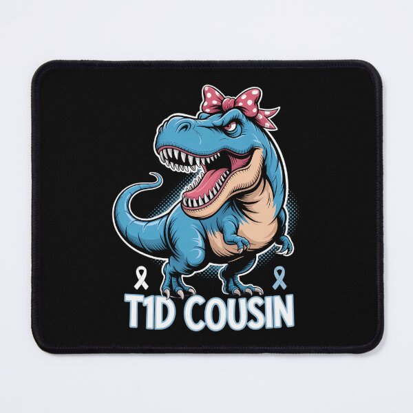 Item preview, T1D Cousin Type 1 Diabetes Awareness Support T Rex Dinosaur designed and sold by DoorwayThreads.
