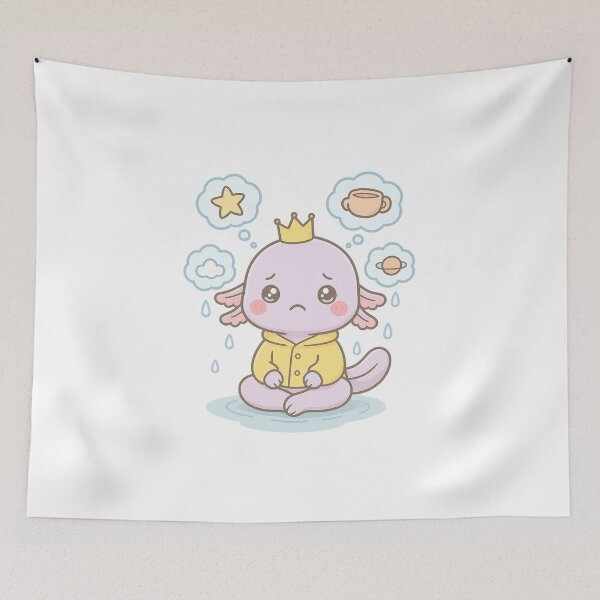 Item preview, Kawaii Axolotl Overthinking Club – Cute Pastel Animal Sticker & Apparel Design designed and sold by Trendiihub.