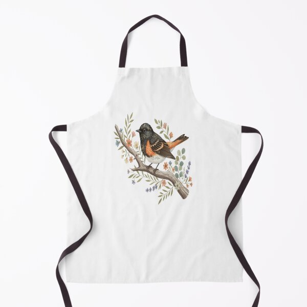 Item preview, American Redstart Bird with Flowers and Leaves designed and sold by BirdsnStuff.