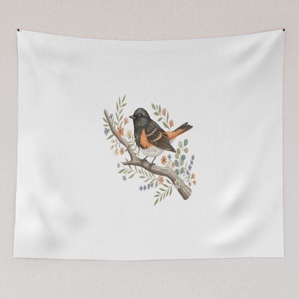 Item preview, American Redstart Bird with Flowers and Leaves designed and sold by BirdsnStuff.