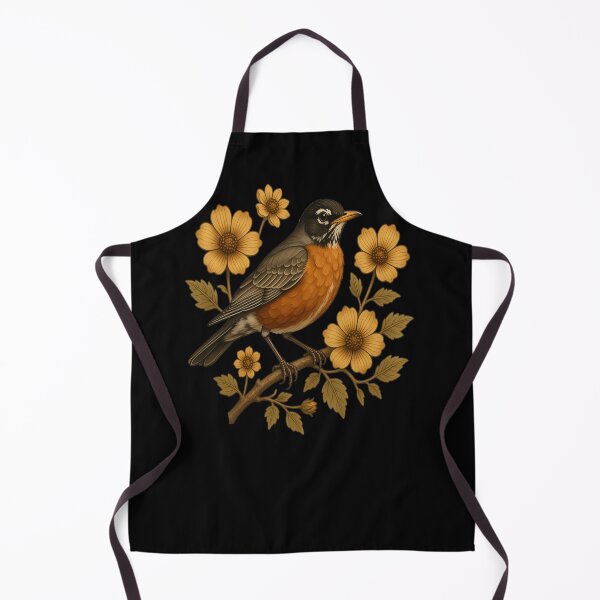 Item preview, American Robin with Yellow Flowers Nature Design designed and sold by BirdsnStuff.