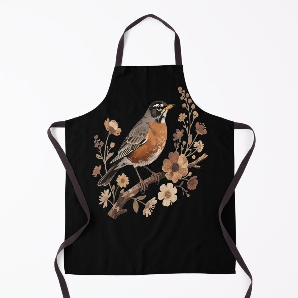 Item preview, American Robin with Beige Flowers Bird Nature Design designed and sold by BirdsnStuff.