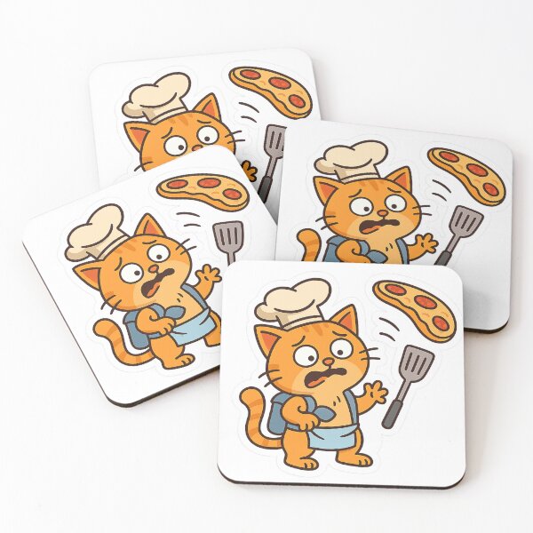 Item preview, Funny Chef Cat Failing Pizza – Cute Orange Cartoon Cooking Cat Design designed and sold by MeowLaugh.