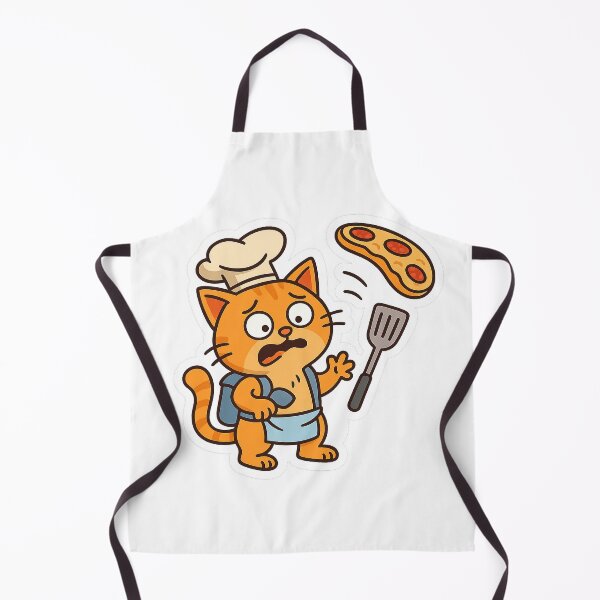 Item preview, Funny Chef Cat Failing Pizza – Cute Orange Cartoon Cooking Cat Design designed and sold by MeowLaugh.