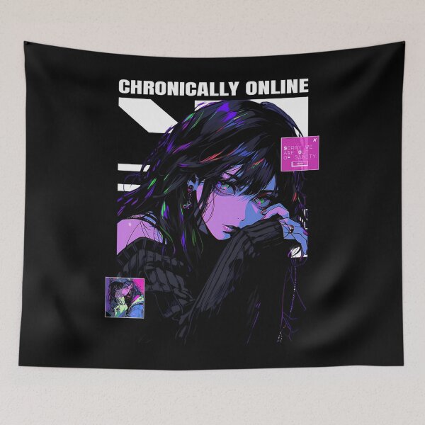 Item preview, Chronically Online Cyberpunk Anime Girl designed and sold by claibornehari.