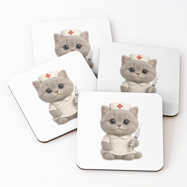 Item preview, Cute Nurse Cat Design - Adorable Grey British Shorthair Kitten Art designed and sold by Moons Studio.