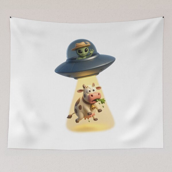 Item preview, UFO abducting a cow designed and sold by Canvations.