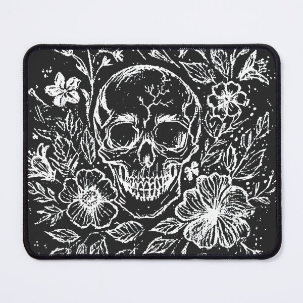 Item preview, Chalk Art Floral Skull – Gothic Halloween Skull with Flowers Design designed and sold by Printynest.