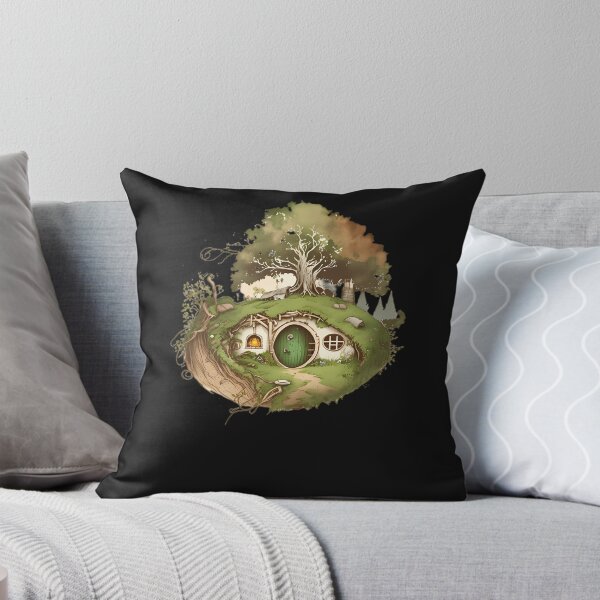 Item preview, Halfling Home - Round Doors - Black - Watercolor Art - Fantasy designed and sold by renshahin9.