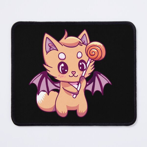 Item preview, Chibi Fox with Bat Wings – Cute Kawaii Halloween Fox Holding Lollipop Funny Spooky Art designed and sold by ColorSplash123.