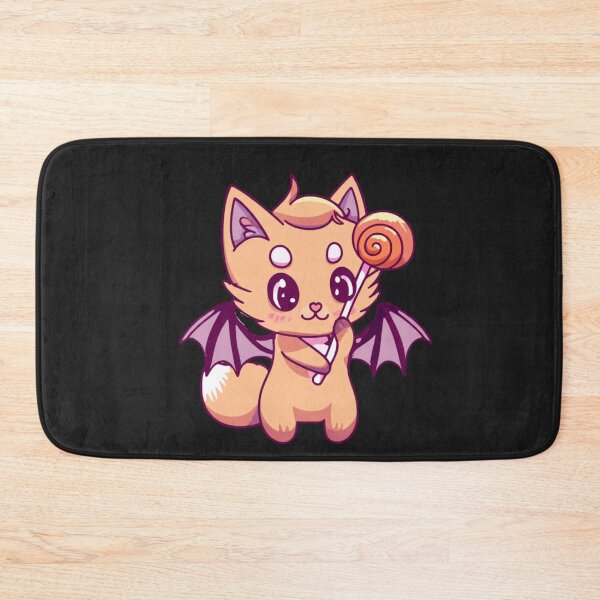 Item preview, Chibi Fox with Bat Wings – Cute Kawaii Halloween Fox Holding Lollipop Funny Spooky Art designed and sold by ColorSplash123.