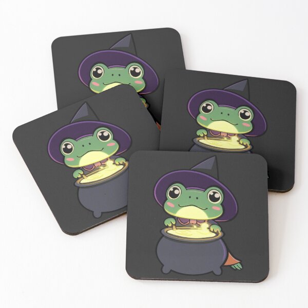 Item preview, Chibi Frog Witch Costume – Cute Kawaii Frog Stirring Glowing Cauldron Funny Halloween Art designed and sold by ColorSplash123.