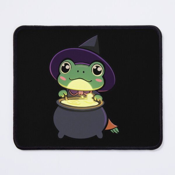 Item preview, Chibi Frog Witch Costume – Cute Kawaii Frog Stirring Glowing Cauldron Funny Halloween Art designed and sold by ColorSplash123.