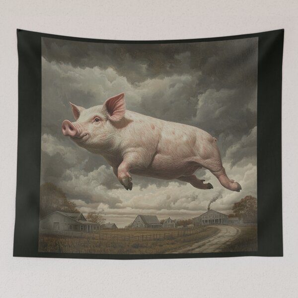 Item preview, Levitating Pig Over Farmland designed and sold by Shannon Hilson.