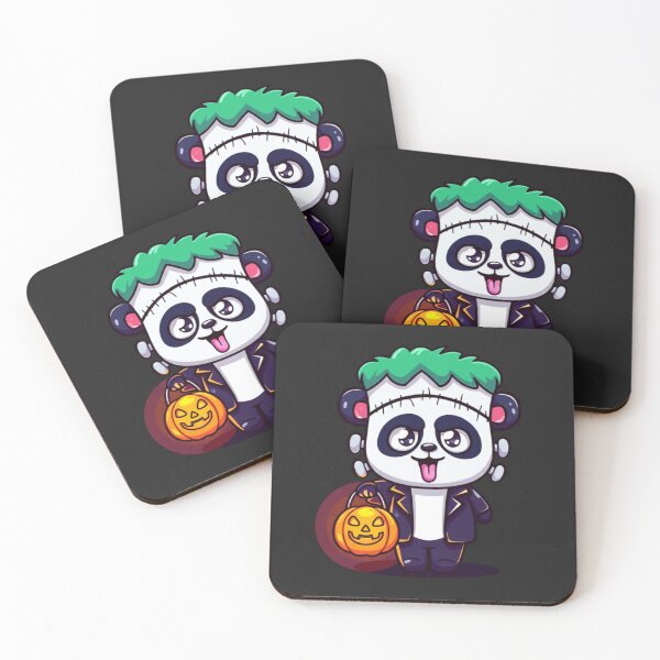 Item preview, Chibi Panda Frankenstein – Cute Kawaii Panda with Pumpkin Lantern Funny Halloween Art designed and sold by ColorSplash123.