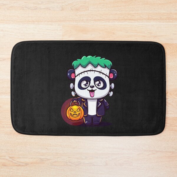 Item preview, Chibi Panda Frankenstein – Cute Kawaii Panda with Pumpkin Lantern Funny Halloween Art designed and sold by ColorSplash123.