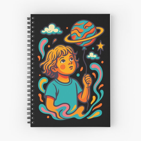 Item preview, Cute Child with Planet Balloon - Colourful Cosmic Theme designed and sold by BaisaStudio.