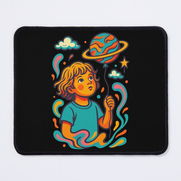 Item preview, Cute Child with Planet Balloon - Colourful Cosmic Theme designed and sold by BaisaStudio.
