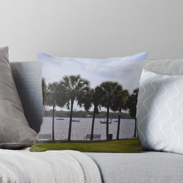 Item preview, Serene Riverside with Palm Trees designed and sold by Phakade's Photos.