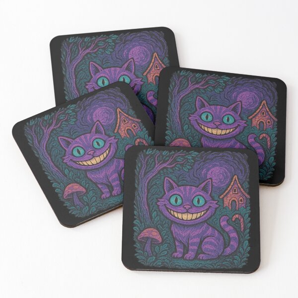 Item preview, Psychedelic Smile Cat with Candy House and Moonlight designed and sold by RetroPawsDesign.