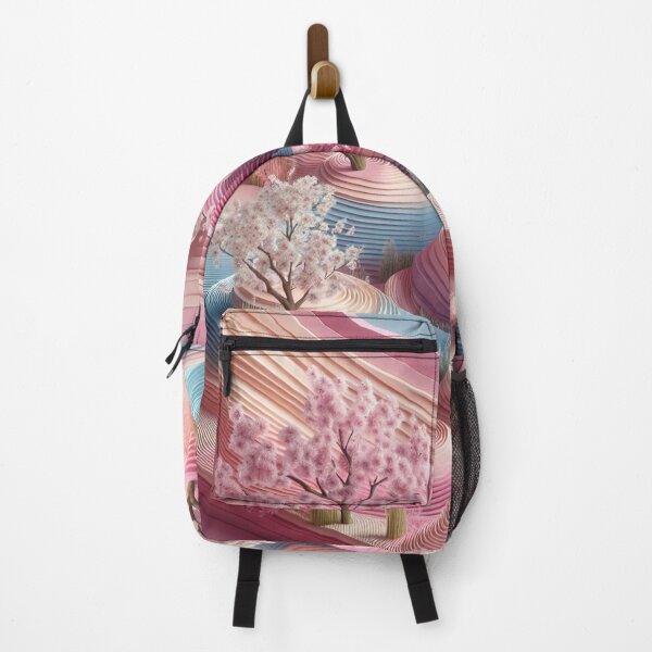 Item preview, Abstract Pastel Landscape with Blossoming Trees and Layered Terrain designed and sold by KanDa-Shop.