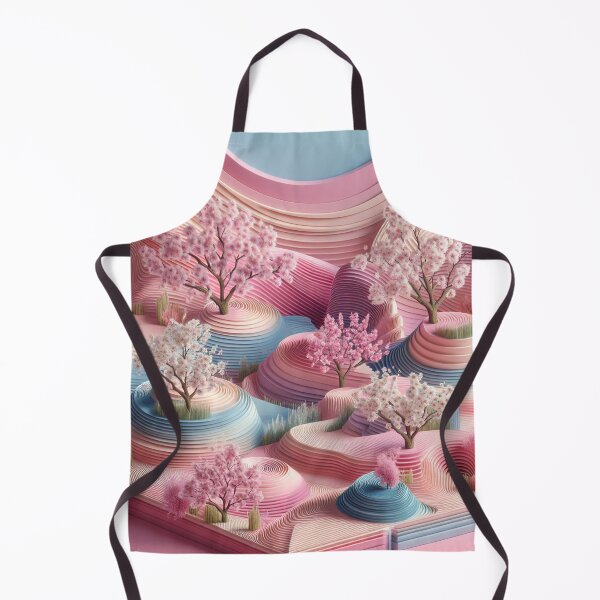 Item preview, Abstract Pastel Landscape with Blossoming Trees and Layered Terrain designed and sold by KanDa-Shop.