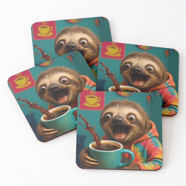 Item preview, funny sloth drinking coffee in the morning designed and sold by Mauswohn.