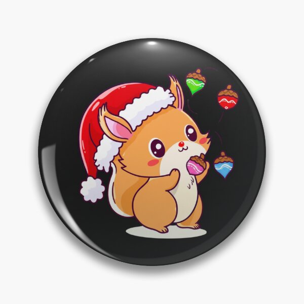 Item preview, Chibi Squirrel Santa Hat – Cute Kawaii Squirrel Juggling Acorn Ornaments Funny Christmas Art designed and sold by ColorSplash123.