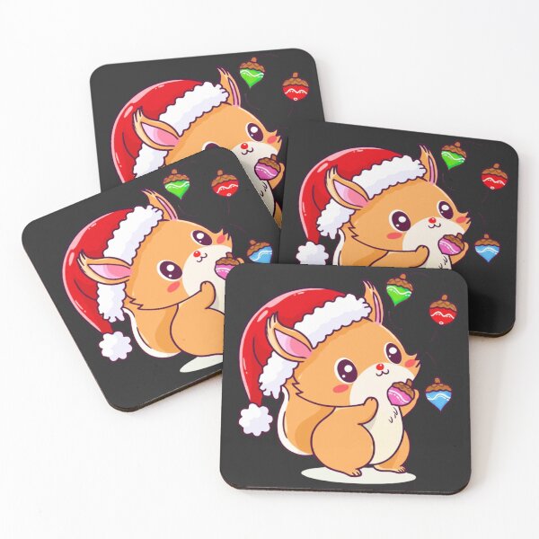 Item preview, Chibi Squirrel Santa Hat – Cute Kawaii Squirrel Juggling Acorn Ornaments Funny Christmas Art designed and sold by ColorSplash123.
