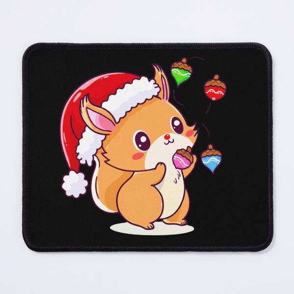 Item preview, Chibi Squirrel Santa Hat – Cute Kawaii Squirrel Juggling Acorn Ornaments Funny Christmas Art designed and sold by ColorSplash123.