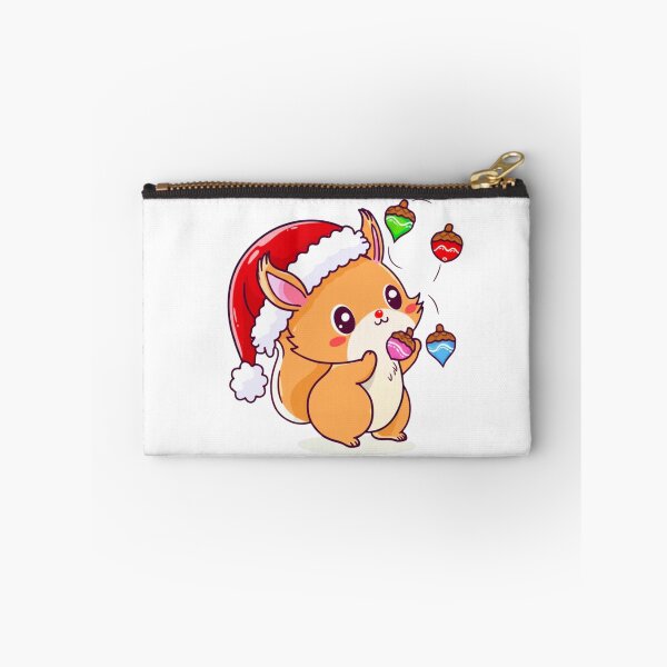 Item preview, Chibi Squirrel Santa Hat – Cute Kawaii Squirrel Juggling Acorn Ornaments Funny Christmas Art designed and sold by ColorSplash123.