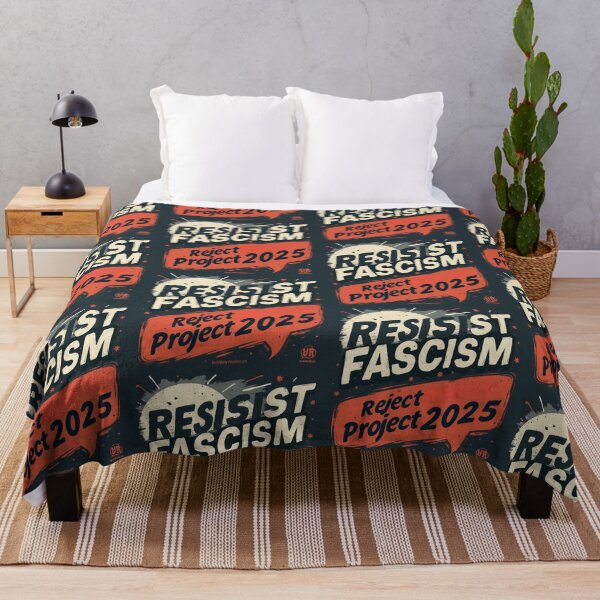 Item preview, fResist Fascism – Reject Project 2025 Political Protest Tee Merry Christmas Tree bulbs designed and sold by JakardPenn.