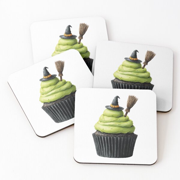 Item preview, Halloween Cupcake with Witch Hat and Broom – Spooky Dessert Illustration designed and sold by Art of Ngu.