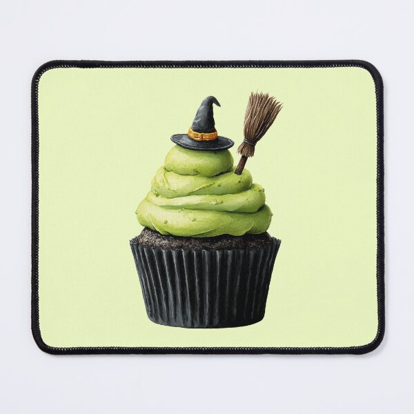 Item preview, Halloween Cupcake with Witch Hat and Broom – Spooky Dessert Illustration designed and sold by Art of Ngu.