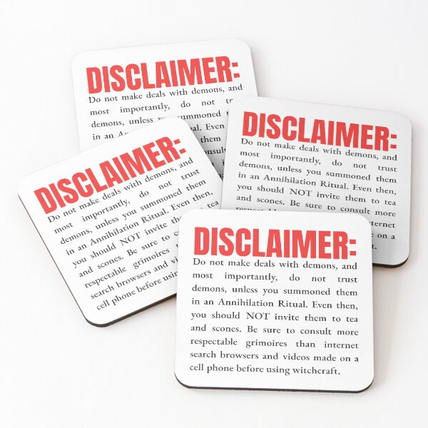 Item preview, Demonic Deals Disclaimer designed and sold by Escapism Entertainment LLC.