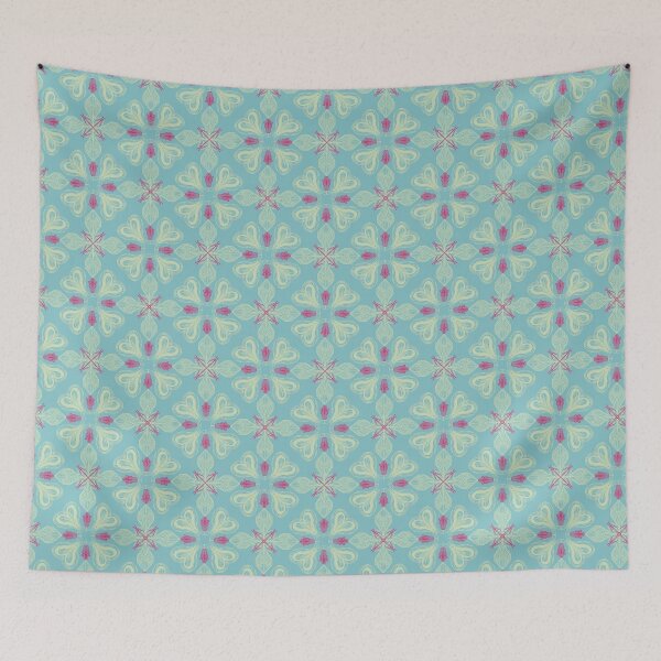 Item preview, Seamless Pattern of Square Mandala, Four Heart Blue Pattern designed and sold by NewLayer_1.1.