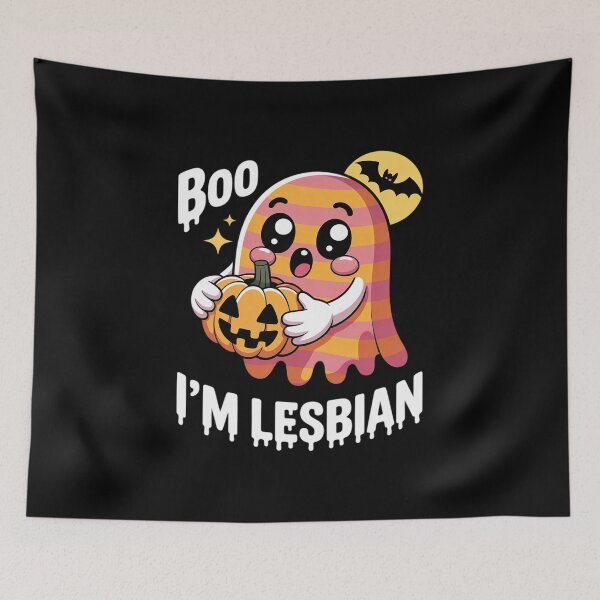 Item preview,  LGBT Gay Halloween Costumes Ghost Boo I'm Lesbian Flag  designed and sold by Charidana.