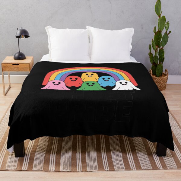 Item preview, LGBT Gay Pride Halloween Rainbow Flag Cute Ghosts designed and sold by Charidana.