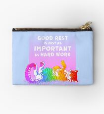"Good Rest is Just as Important as Hard Work" Rainbow Tiger Zipper Pouch