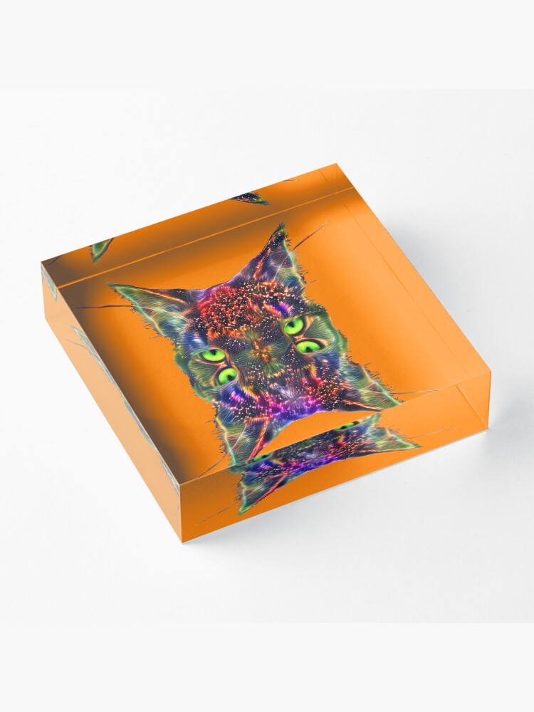 Alternate view of Artificial neural style Space galaxy mirror cat Acrylic Block