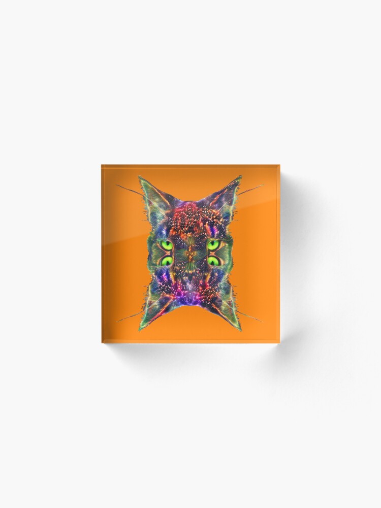 Alternate view of Artificial neural style Space galaxy mirror cat Acrylic Block