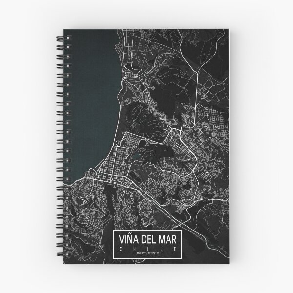 Aperçu de l'œuvre Carte de la ville de Viña del Mar au Chili - Sombre créée et vendue par deMAP.