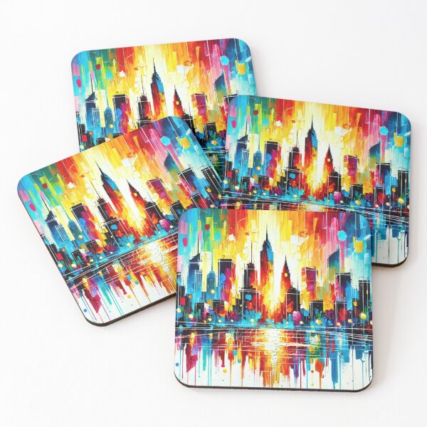 Item preview, City of Nowhere – Abstract city silhouette in a firework of colors designed and sold by Eric Nagel.