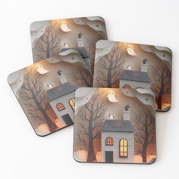 Item preview, Paper-Cut Ghost House — Cozy Halloween Shadowbox designed and sold by AJ Lab.