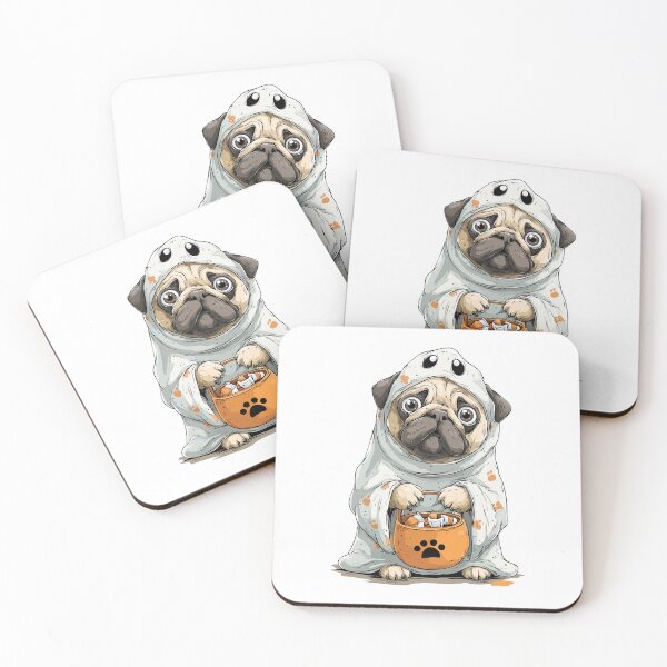Item preview, Adorable Pug in Ghost Costume – Trick or Treat Halloween Dog designed and sold by Art of Ngu.