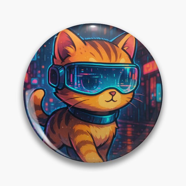 Item preview, Cyberpunk Cat – Neon Tokyo Kawaii Sticker & Digital Art designed and sold by trend-forge.