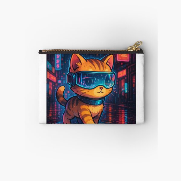 Item preview, Cyberpunk Cat – Neon Tokyo Kawaii Sticker & Digital Art designed and sold by trend-forge.