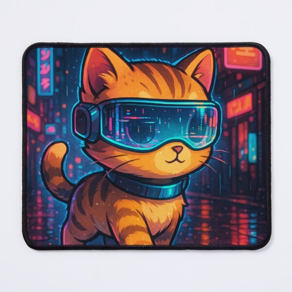Item preview, Cyberpunk Cat – Neon Tokyo Kawaii Sticker & Digital Art designed and sold by trend-forge.