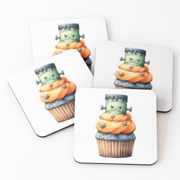 Item preview, Frankenstein Halloween Cupcake – Spooky Monster Dessert Illustration designed and sold by Art of Ngu.