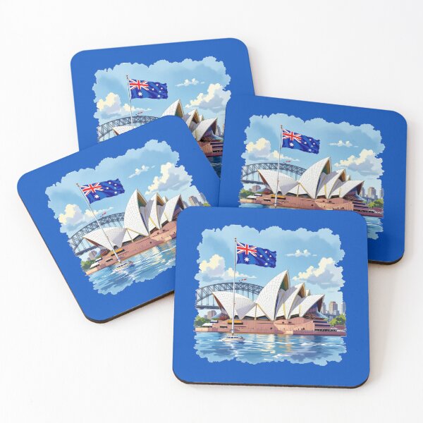 Item preview, Sydney Opera House Australia 3D Sketch with Flag,   designed and sold by PaintMeWorld.